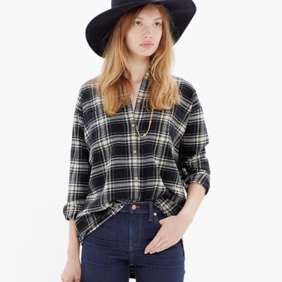 Madewell flannel trapeze shirt in overcast plaid - Picture 1 of 5